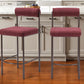 Set of Two 26" Red and Bronze Shearling and Steel Low Back Counter Height Bar Chairs