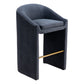 30" Gray And Gold Velvet And Steel Low Back Bar Height Bar Chair