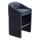 30" Gray And Gold Velvet And Steel Low Back Bar Height Bar Chair