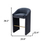 30" Gray And Gold Velvet And Steel Low Back Bar Height Bar Chair