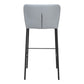 Set of Two 29" Gray And Black Faux Leather And Steel Bar Height Bar Chairs