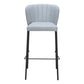Set of Two 29" Gray And Black Faux Leather And Steel Bar Height Bar Chairs