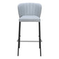 Set of Two 29" Gray And Black Faux Leather And Steel Bar Height Bar Chairs