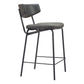 Set of Two 30" Black Faux Leather and Steel Low Back Bar Height Bar Chairs