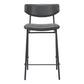 Set of Two 30" Black Faux Leather and Steel Low Back Bar Height Bar Chairs