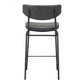 Set of Two 30" Black Faux Leather and Steel Low Back Bar Height Bar Chairs