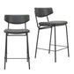 Set of Two 30" Black Faux Leather and Steel Low Back Bar Height Bar Chairs