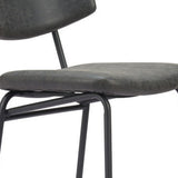 Set of Two 30" Black Faux Leather and Steel Low Back Bar Height Bar Chairs