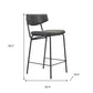 Set of Two 30" Black Faux Leather and Steel Low Back Bar Height Bar Chairs