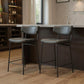 Set of Two 30" Black Faux Leather and Steel Low Back Bar Height Bar Chairs