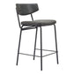 Set of Two 30" Black Faux Leather and Steel Low Back Bar Height Bar Chairs