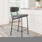 Set of Two 30" Black Faux Leather and Steel Low Back Bar Height Bar Chairs