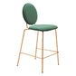 Set of Two 26" Green and Gold Velvet and Steel Counter Height Bar Chairs