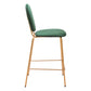 Set of Two 26" Green and Gold Velvet and Steel Counter Height Bar Chairs