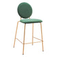 Set of Two 26" Green and Gold Velvet and Steel Counter Height Bar Chairs