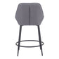 Set of Two 25" Gray And Black Fabric And Steel Counter Height Bar Chairs