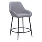 Set of Two 25" Gray And Black Fabric And Steel Counter Height Bar Chairs