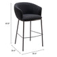 30" Black And Bronze Shearling And Steel Bar Height Bar Chair