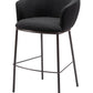 30" Black And Bronze Shearling And Steel Bar Height Bar Chair