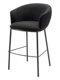 30" Black And Bronze Shearling And Steel Bar Height Bar Chair