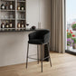 30" Black And Bronze Shearling And Steel Bar Height Bar Chair