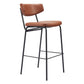 Set of Two 26" Brown And Black Faux Leather And Steel Counter Height Bar Chairs