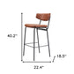 Set of Two 26" Brown And Black Faux Leather And Steel Counter Height Bar Chairs