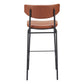 Set of Two 26" Brown And Black Faux Leather And Steel Counter Height Bar Chairs