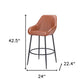 Set of Two 30" Brown And Black Faux Leather And Steel Bar Height Bar Chairs