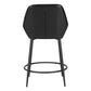 Set of Two 25" Black Faux Leather And Steel Counter Height Bar Chairs