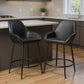 Set of Two 25" Black Faux Leather And Steel Counter Height Bar Chairs