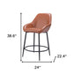 Set of Two 25" Brown And Black Faux Leather And Steel Counter Height Bar Chairs