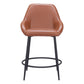 Set of Two 25" Brown And Black Faux Leather And Steel Counter Height Bar Chairs