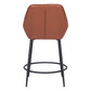 Set of Two 25" Brown And Black Faux Leather And Steel Counter Height Bar Chairs