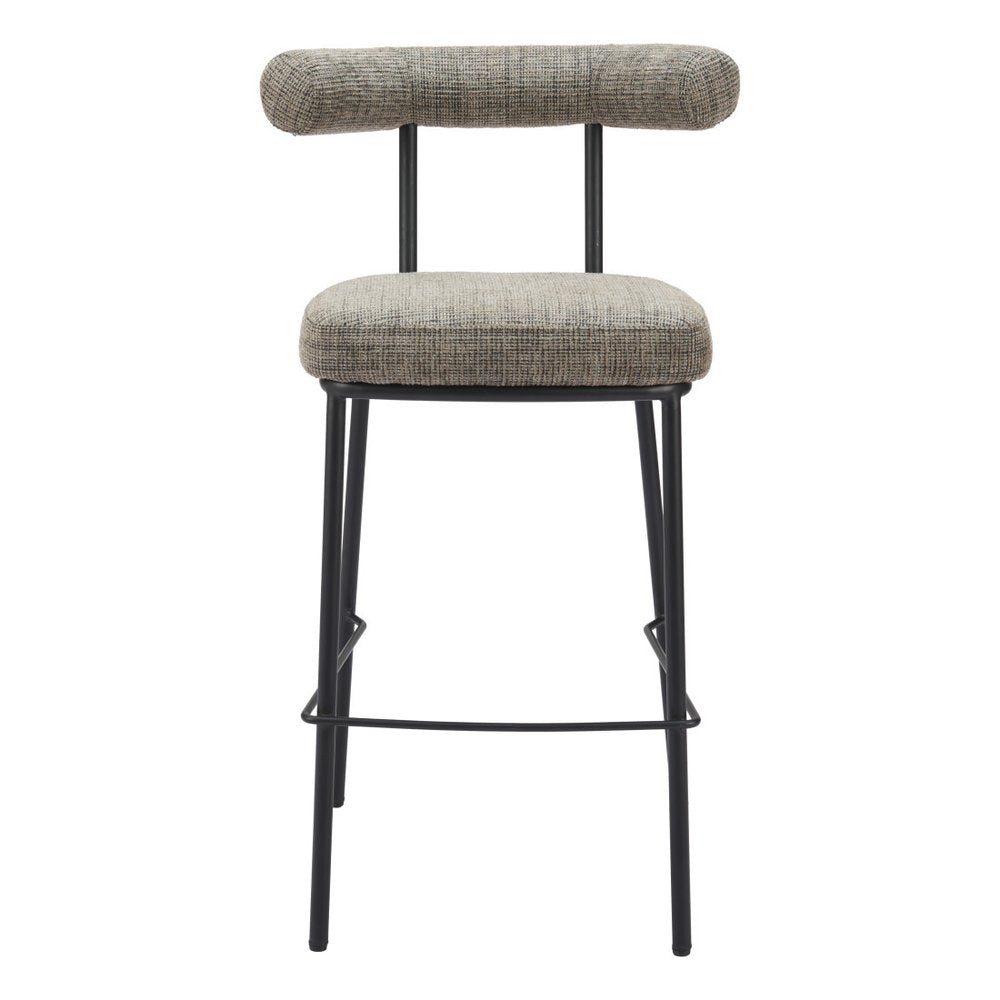30" Green and Black Chenille and Steel Low Back Bar Height Bar Chair