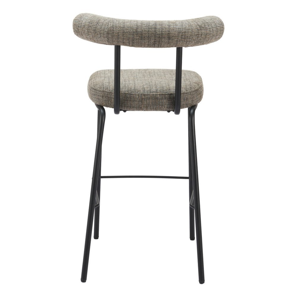 30" Green and Black Chenille and Steel Low Back Bar Height Bar Chair
