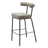 30" Green and Black Chenille and Steel Low Back Bar Height Bar Chair