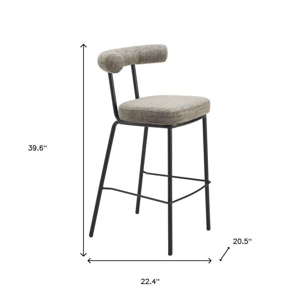 30" Green and Black Chenille and Steel Low Back Bar Height Bar Chair