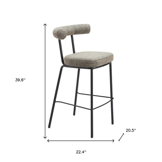 30" Green and Black Chenille and Steel Low Back Bar Height Bar Chair