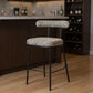 30" Green and Black Chenille and Steel Low Back Bar Height Bar Chair