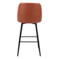30" Brown And Black Faux Leather And Steel Bar Height Swivel Bar Chair