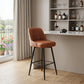 30" Brown And Black Faux Leather And Steel Bar Height Swivel Bar Chair