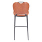 30" Brown And Black Faux Leather And Steel Low Back Bar Height Bar Chair