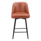 26" Brown And Black Faux Leather And Steel Counter Height Swivel Bar Chair