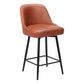 26" Brown And Black Faux Leather And Steel Counter Height Swivel Bar Chair