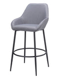 Set of Two 30" Gray And Black Fabric And Steel Bar Height Bar Chairs