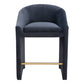 26" Gray and Gold Velvet and Steel Counter Height Bar Chair