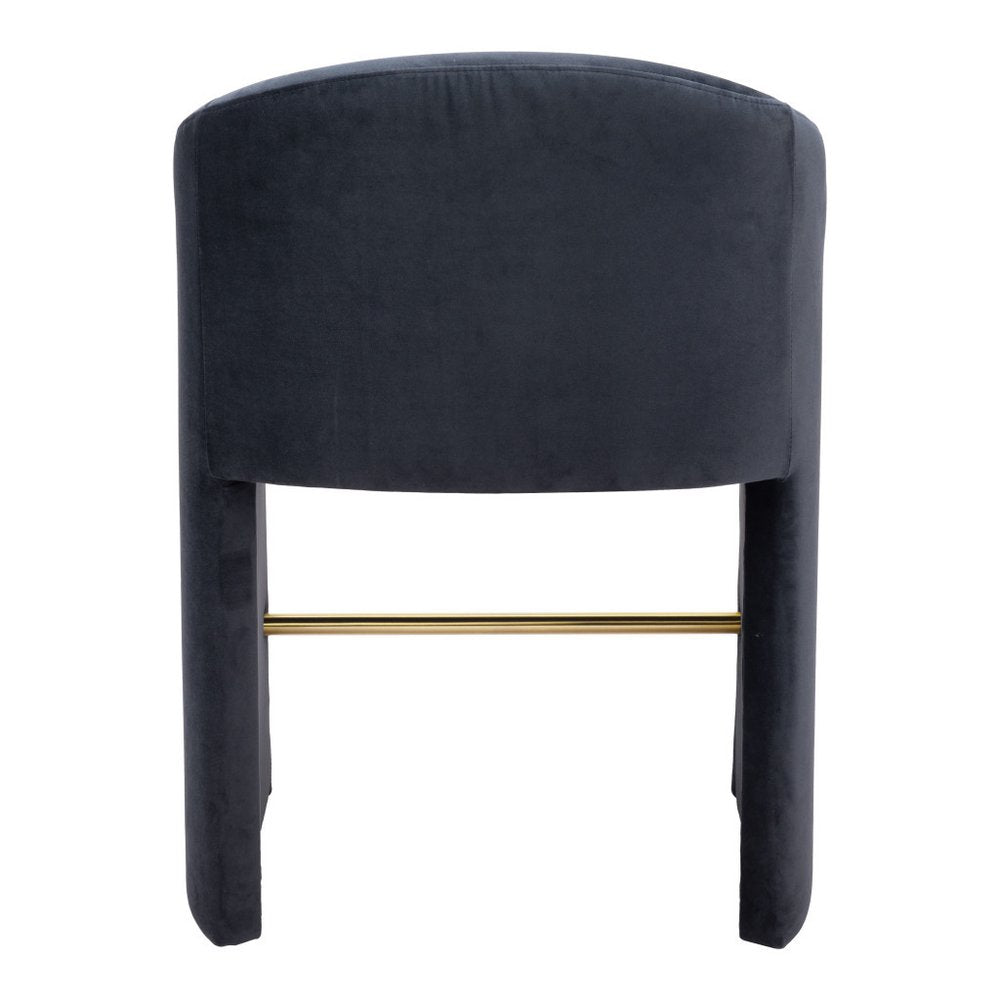 26" Gray and Gold Velvet and Steel Counter Height Bar Chair