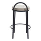 Set of Two 26" Beige and Black Chenille and Steel Low Back Counter Height Bar Chairs