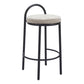 Set of Two 26" Beige and Black Chenille and Steel Low Back Counter Height Bar Chairs
